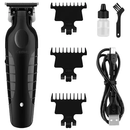 Профессиональная беспроводная машинка 5вт Kemei KM-2299 для стрижки волос и бороды 1200 мАч USB Черный - фото 8