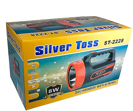 Акумуляторний світлодіодний переносний ліхтар-прожектор Silver Toss ST-2228 з ручкою 8 Вт Червоний 88234 - фото 7