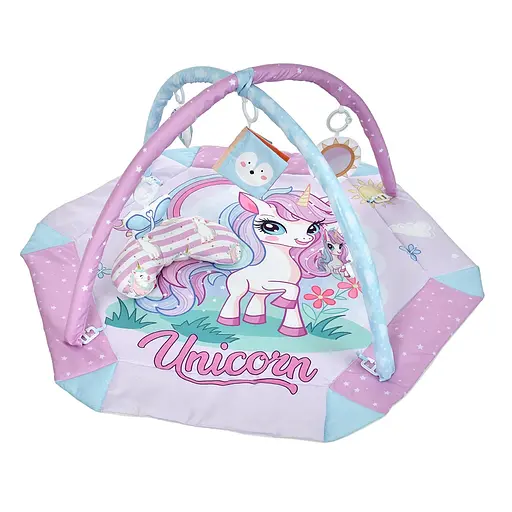 Килимок-манеж для немовлят ZL2411 Єдиноріг 2 в 1 з підвісними іграшками - фото 2