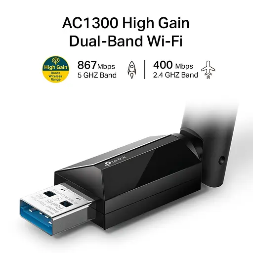 TP-Link WiFi адаптер Archer T3U Plus AC1300 USB3.0 MU-MIMO ext. ant - фото 3