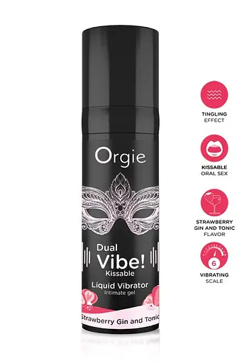 Рідкий вібратор Orgie Dual Vibe! Liquid Vibrator Strawberry Gin and Tonic 15 мл - фото 2