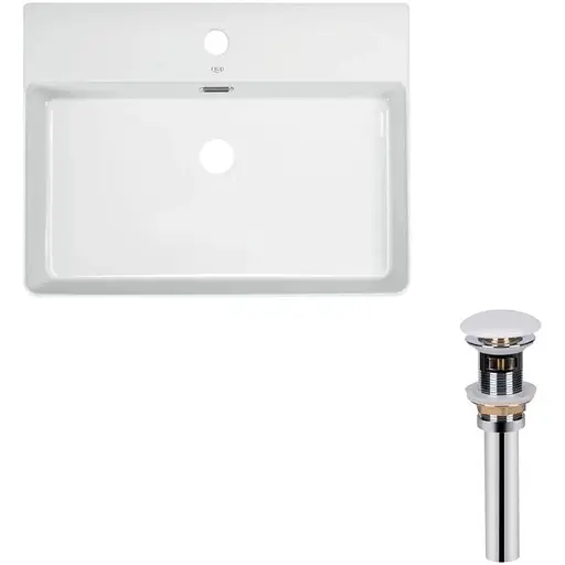 Умивальник Qtap Nando LT підвісний прямокутний 600x440x130 мм White + донний клапан PU02O, Білий - фото 1