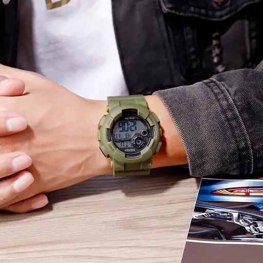 Чоловічий наручний спортивний годинник Skmei 1583 (Зелений з білим) - фото 5