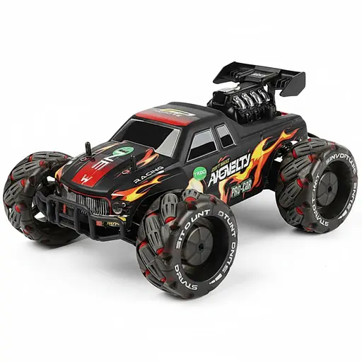 Радиоуправляемая трюковая машина RQ 3040-01, роликовые колеса, аккумулятор 3.7V, пульт 2.4G, свет, звук, музыка, Красная