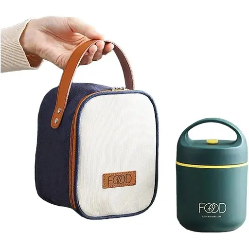Термос для їжі - ланчбокс FOOD 0,49л харчовий термос з контейнером green - фото 1