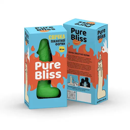 Свічка у вигляді члена Pure Bliss Mini Green 15 см - фото 6