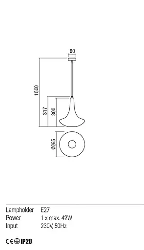 Подвесной светильник Redo DECANTER SU 1X42W E27 D265 SMOKY GREY SHADOW (5.1.1) 01-1623 - фото 3