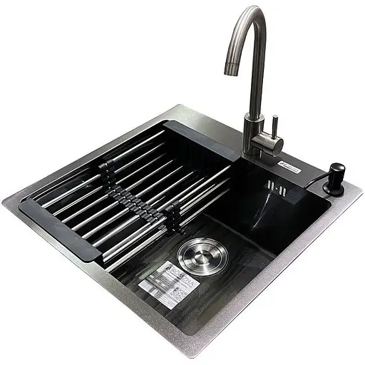 Комплект мийка + змішувач Romzha Arta U-450S BL (A)