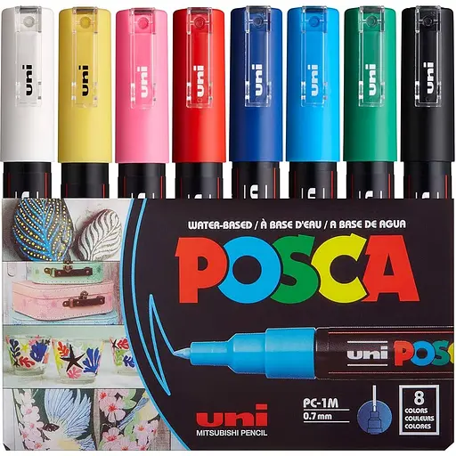 Набор маркеров Uni Posca 0.7-1 мм 8 шт. (PC-1M 8C) - фото 1