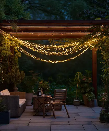 Новорічна гірлянда вулична GarlandoPro 50 м 500 LED із сонячною батареєю 8 режимів роботи чорний провід Жовтий SB500L50MBY - фото 3