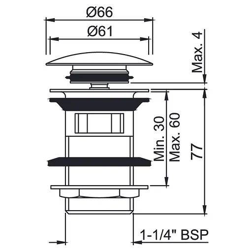 Донний клапан Jaquar Click-Clack, чорний ALD-BLM-729, Чорний матовий - фото 2