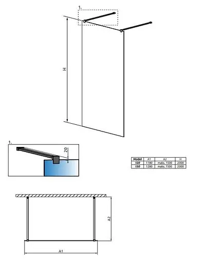 Душевая перегородка Radaway Modo X Black I Frame 130 см 388334-54-58 - фото 2