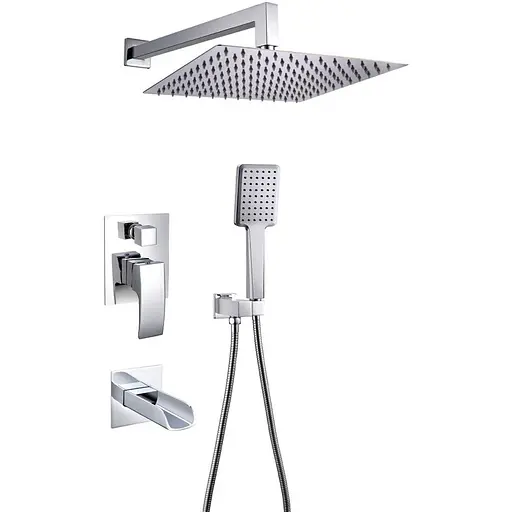 Душова система прихованого монтажу Gappo G7107-20, вилив - перемикач на лійку, 3-функції, хром - фото 1