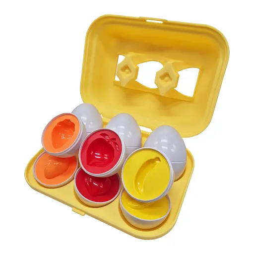 Сортер-головоломка Монтессори Яйца с фруктами и овощами DF28B 6 шт в лотке