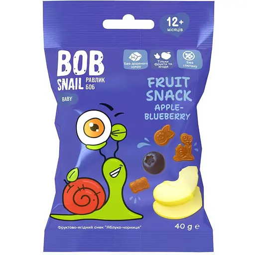 Натуральные снеки для детей Bob Snail Яблоко-черника 40 г