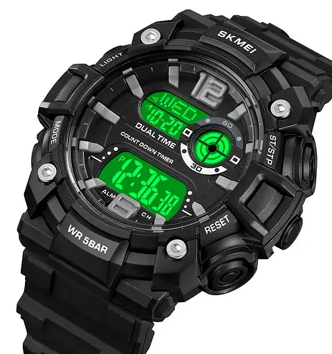 Годинник чоловічий спортивний наручний Skmei 2018 (Чорний з білим циферблатом) - фото 4