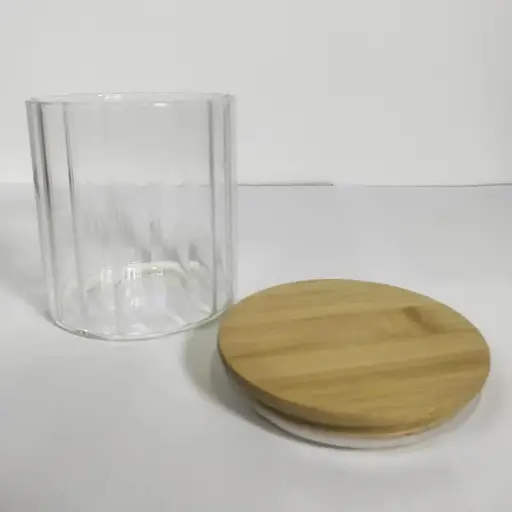 Емкость стеклянная Vittor с деревянной крышкой круглая полосатая 700 мл VT-7607 (135497) - фото 3