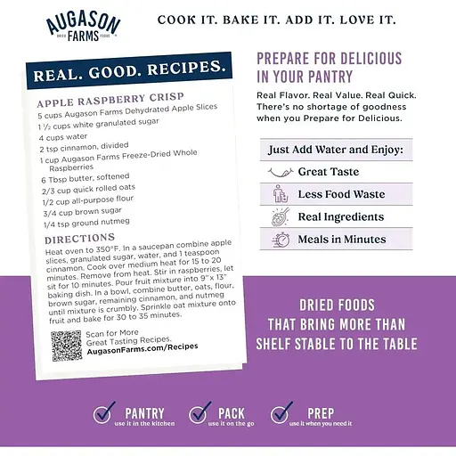 Сублімовані шматочки яблук Augason Farms з великим терміном придатності 25 років 20 порцій - фото 3