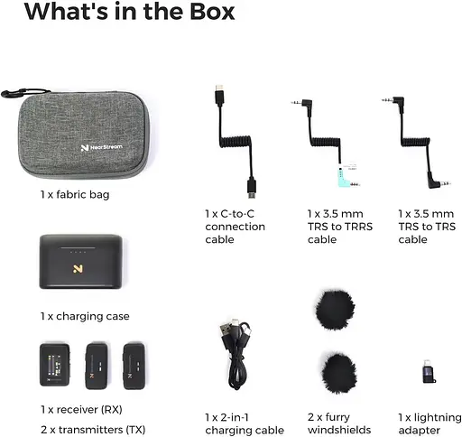 Беспроводной микрофон NearStream AWM20T с шумоподавлением, HD-экран, 200-метровая передача, 7-часов, 7-канальный аккумулятор - фото 4