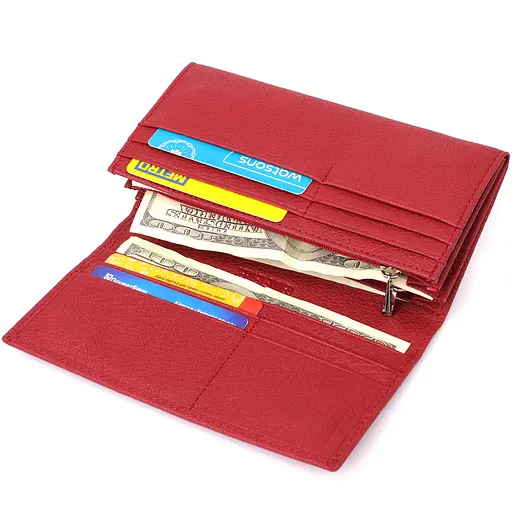 Яскравий вертикальний гаманець із натуральної шкіри ST Leather 17.5х9х3 см acs0029652 - фото 6