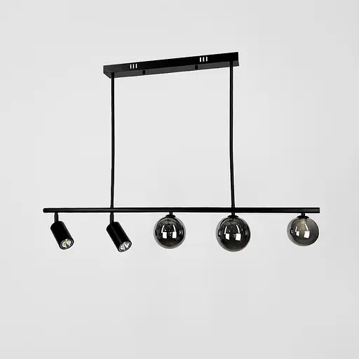 Удлиненный светильник со стопаты и графитовыми плафонами в корпусе 100 см Line F | Ст. AA249/3+2 BK - фото 4