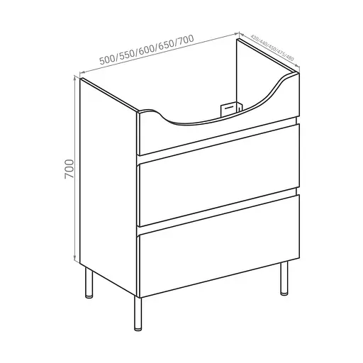 Тумба універсальна RJ Toft-XO із умивальником Runa L81970000 70 см Білий RJFU027-4170WHSET(RJFU027-4170WH + L81970000) Білий - фото 2