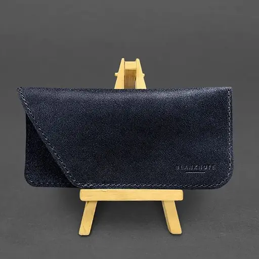 Кожаный чехол для очков BlankNote Краст Темно-синий  - фото 2