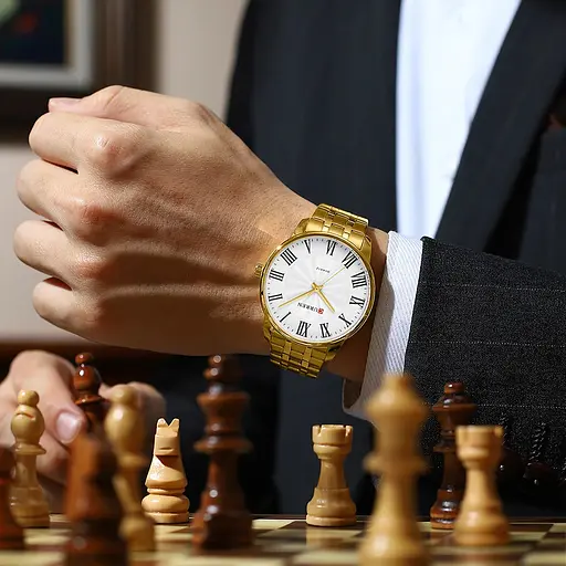 Наручний годинник чоловічий 8422 Gold-White Curren acs0031447 - фото 3