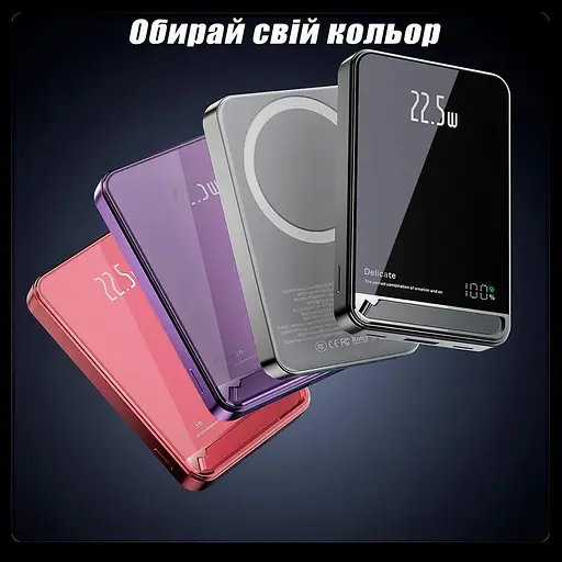 Повербанк Delicate MagSafe Powerbank беспроводной с беспроводной зарядкой для iPhone 10000 mAh 20W Purple - фото 3