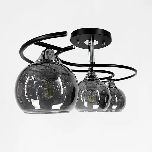 Современная люстра в черном корпусе на 3 графитовых плафона Line.F 11585/3D - фото 6