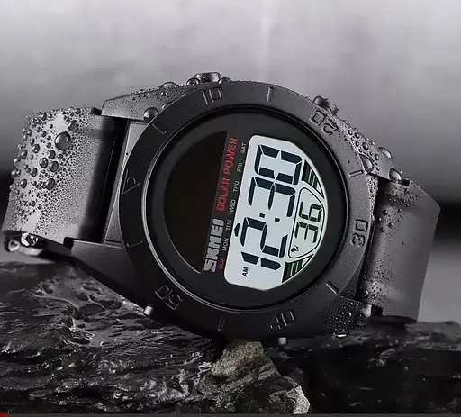 Мужские спортивные наручные часы Skmei 1592 Solar с солнечной батареей (Черный) - фото 4