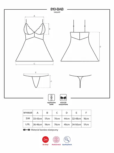 Еротичний бебідолл Obsessive 810-BAB-1 з мереживом L/XL чорний - фото 4