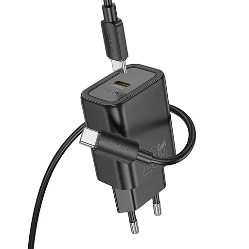МЗП Hoco N60 Gentle PD20W (1USB-C) + кабель Type-C to Type-C Black - фото 2