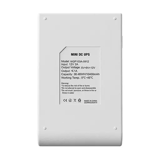 Комплект Mini UPS с блоком питания: источник бесперебойного питания Mini UPS WGP UPS103A White 10400mAh 5V/9V/12V, Li-ion 4*2.6Ah, для роутера и оптического терминала и блок питания SPF-1202B 12V/2A (24W) (42-00262) - фото 6