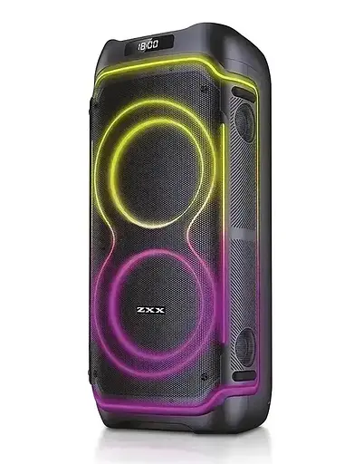 Портативна колонка ZXX-5515 з 2 мікрофонами та пультом Акустична система 80Вт 2x8" RGB підсвічування Чорний - фото 2