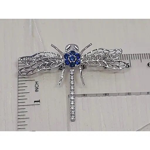 Срібна брошка Vegas Бабка з фіанітами. Артикул 70002Р Синій - фото 3