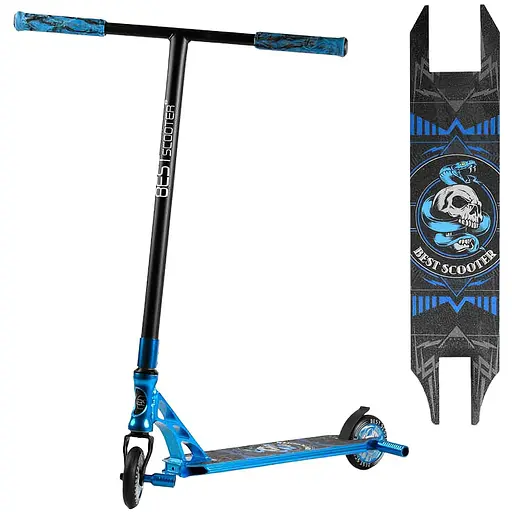 Самокат трюковий Best Scooter з пегами Чорно-синій 000254843