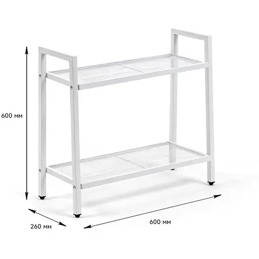 Стеллаж-этажерка Wall Sticker SW-00002102 двухъярусный из металла 60х26х60 см белый - фото 2