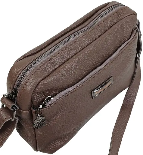 Женская кожаная сумка Borsacomoda на плечо коричневая sum0028719 - фото 6