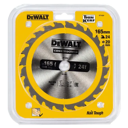 Диск пильный DeWalt Construction 165х20 мм 24z (DT1934) - фото 2
