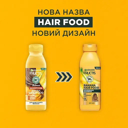 Шампунь Garnier Fructis Hair Food Banana для дуже сухого волосся 350 мл - фото 4