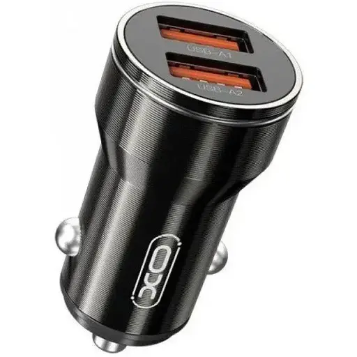 Автомобільний зарядний пристрій XO CC48 Smart Dual USB Metal Universal Car Charger Чорний - фото 1