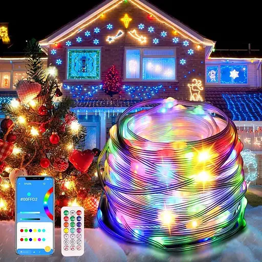 Умная светодиодная гирлянда лента 100 LED 10 метров USB-пульт управления через приложение - фото 8