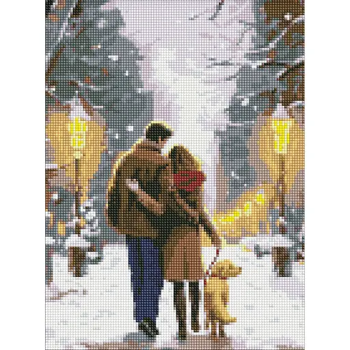 Алмазна мозаїка без підрамника Сімейна прогулянка AMC7821 з АВ стразами 30х40 см