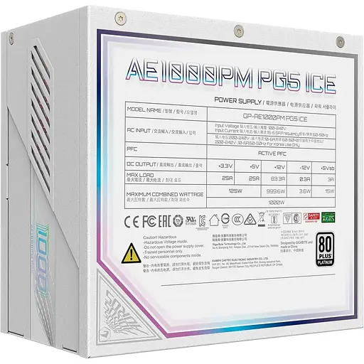 Блок живлення Gigabyte AE1000PM PG5 1000W 80+ Platinum White (GP-AE1000PM PG5 ICE) - фото 4