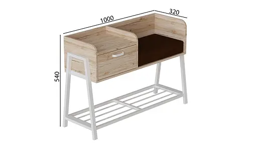 Банкетка с тумбочкой Ferrum-decor Бланка 540x1000x320 металл Белый ДСП Дуб Сан-Марино 16 мм (FRD-103032) - фото 2