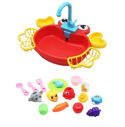 Кухонная мойка Краб 177-34, течёт вода, аксессуары (6967499400053) Красный - фото 1