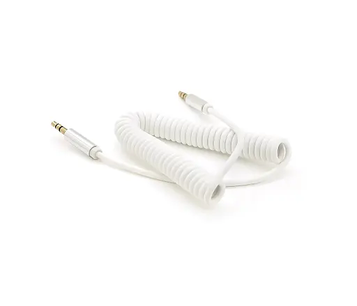 Кабель пружина AUX Audio 3.5 тато 1 м білий - фото 2