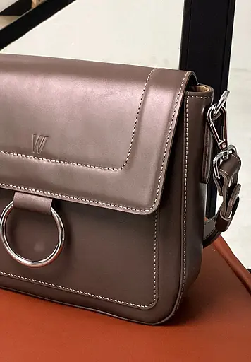 Женская кожаная сумка Jessie темно-бежевая - фото 3