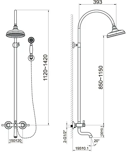 Душова система Imprese Podzima Ledove ZMK01170109, Хром - фото 2